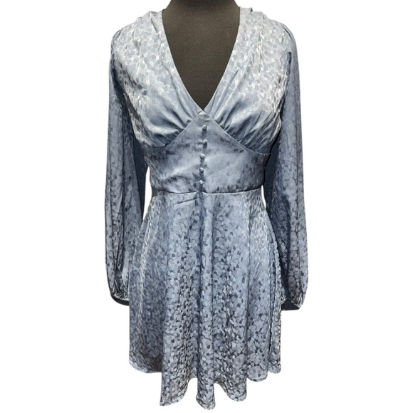 Evolutionary Apparel Dress L Jacquard Lace-Up Back Long Sleeve Cottagecore - Picture 1 of 4